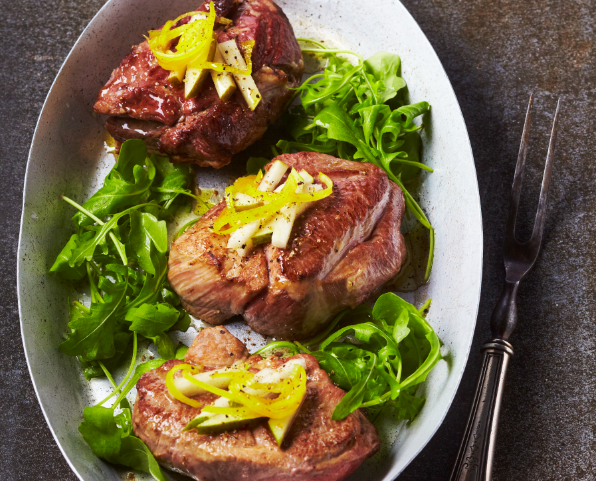 Côtes gigot à la poire et au citron confit