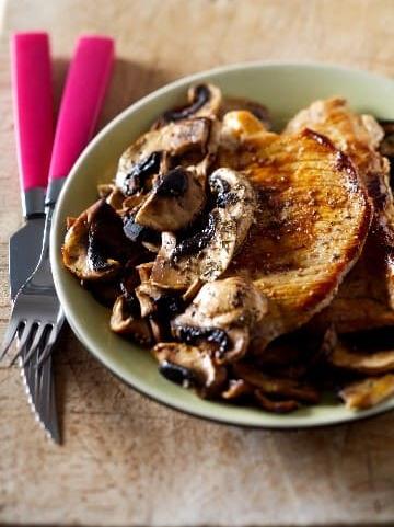 Escalopes de veau aux champignons et vinaigre de Xérès