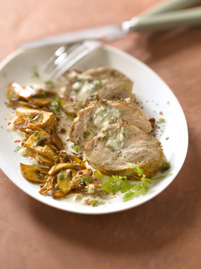 Filet mignon au Roquefort et champignons sautés Novoviande